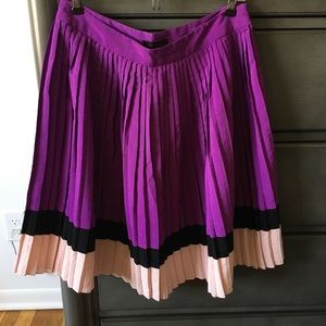 Purple pleated color block skirt from the Limited